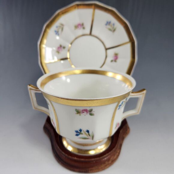 1890s George Demartine Limoges Double Handled Tea Cup & Demitasse Avenir France - Picture 3 of 10